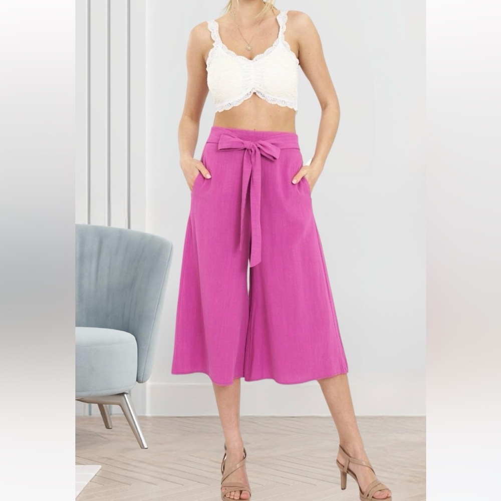 28 FABULOUS TIE KNOT LINEN CAPRI PANTS